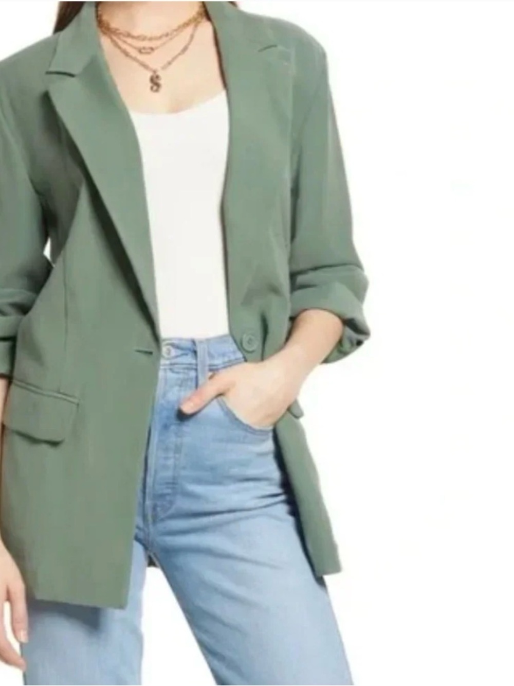 Green Unstructured Blazer